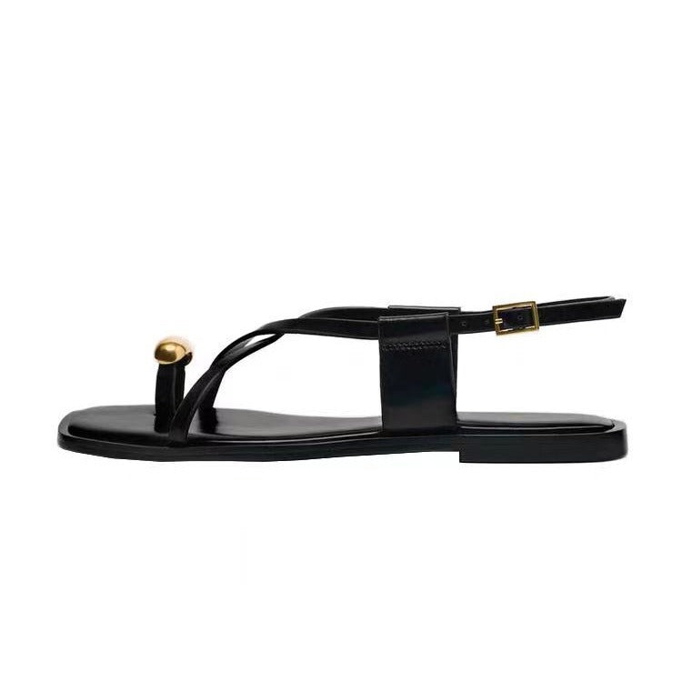 Casual Cross Strap Square Toe Flat Sandals