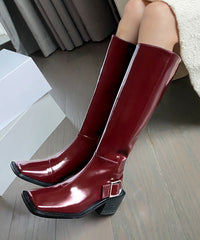 Handmade Black Chunky Cowhide Leather Zippered Knight Boots