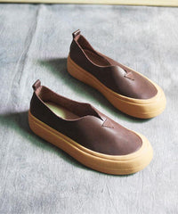 Khaki Casual Genuine Leather Flats Flats