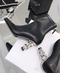New Versatile Silver Zipper Metal Heterotypic High Heel Boots