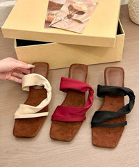 Mulberry Faux Leather Splicing Boutique Wedge Slide Sandals
