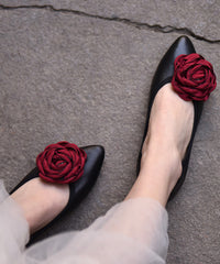 Apricot Flat Shoes For Women Splicing Floral Pointed Toe