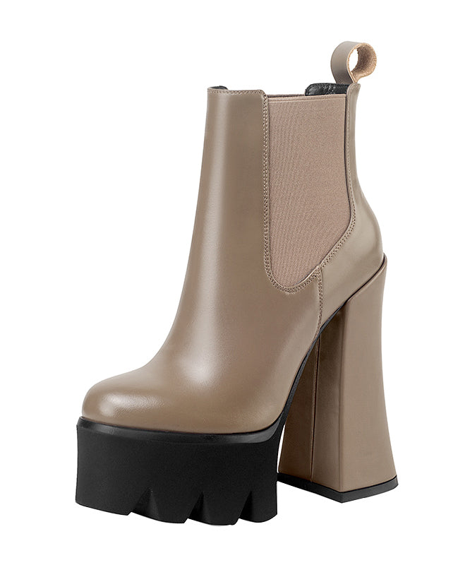 New Khaki Splicing Platform High Heel Boots
