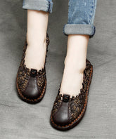 Chocolate Splicing Embossed Flat Feet Shoes For Women