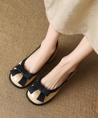 Classy Black Bow Splicing Chunky Shoes Faux Leather