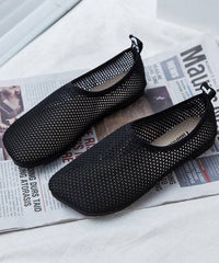 Comfortable Black Flat Shoes Breathable Mesh