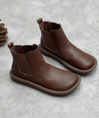 Coffee Boots Cowhide Leather Fashion Shelsea Boots
