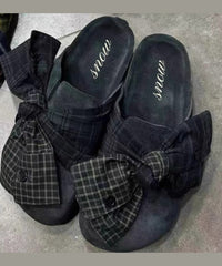 New Japanese Blue Bow Platform Slide Sandals
