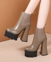 New Khaki Splicing Platform High Heel Boots