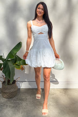 Almost A Dream Eyelet Lace Bubble Hem Dress (White)