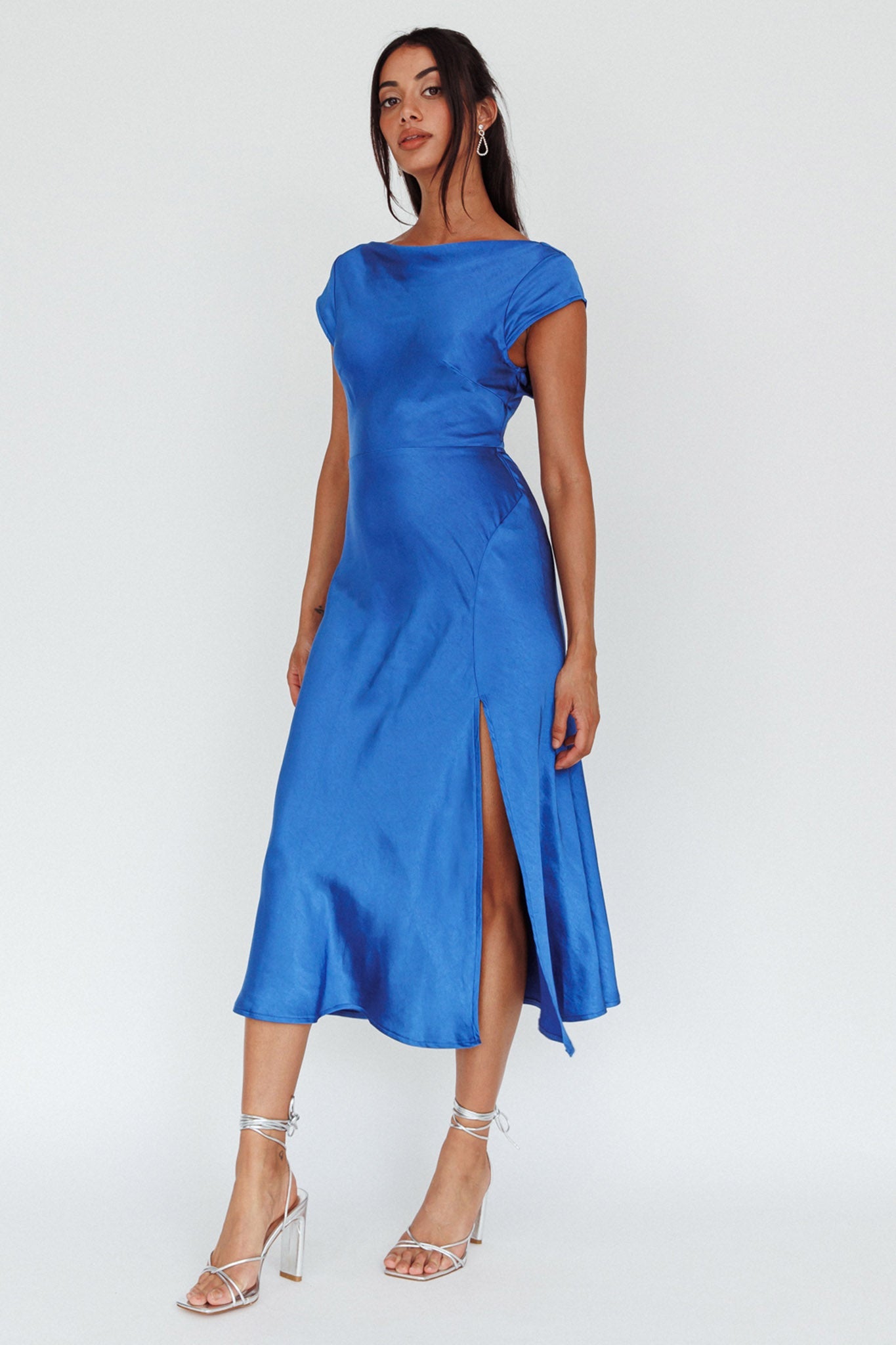 Lucinda Twist Back Midi Dress Navy