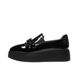 Metal Chain Deep Mouth Pointed Toe Mid-Heel Platform Shoes