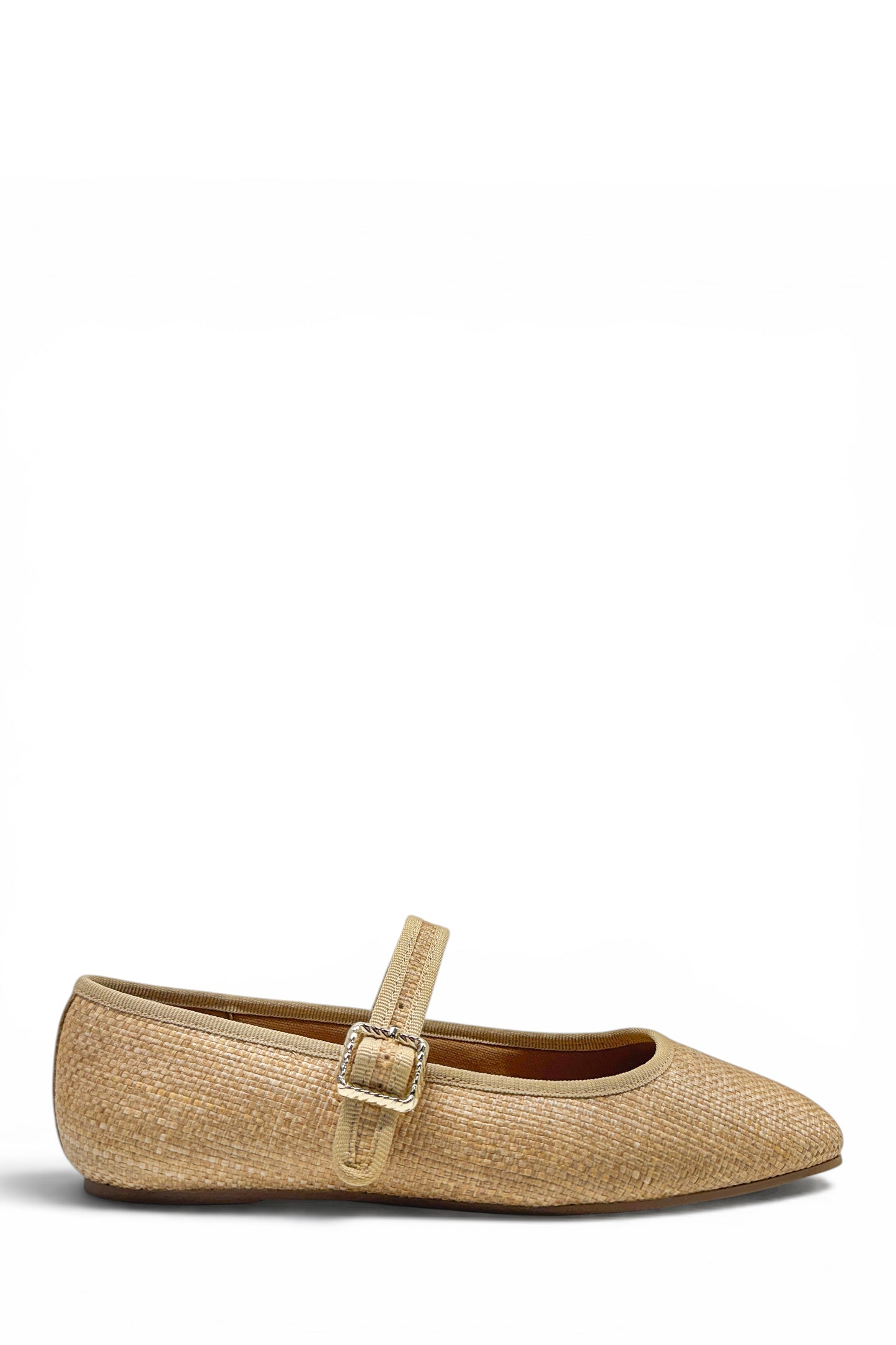 Eleni Mary Jane Raffia Flats - Natural