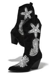 Rock The Rodeo Embellished Cowgirl Boots - Black