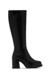Addie Lug Sole Block Heel Boots - Black