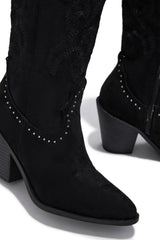 Festival Season Cowgirl Boots - Black Suede