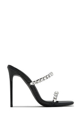 Amyna Embellished High Heel Mules - Black
