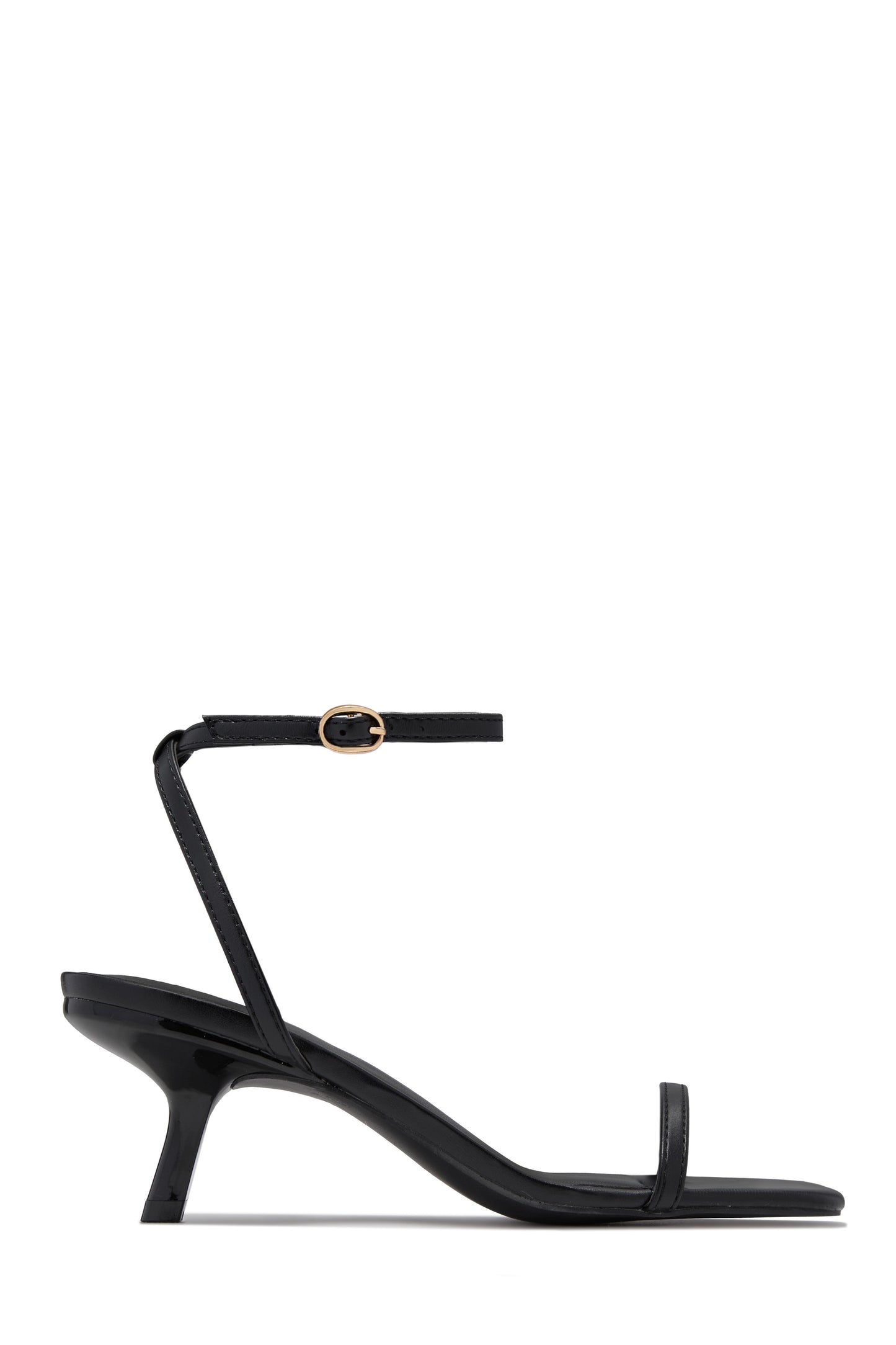Karolay Ankle Strap Mid Heels - Black
