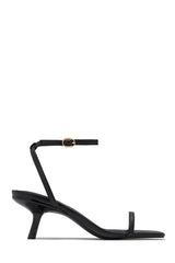 Karolay Ankle Strap Mid Heels - Black