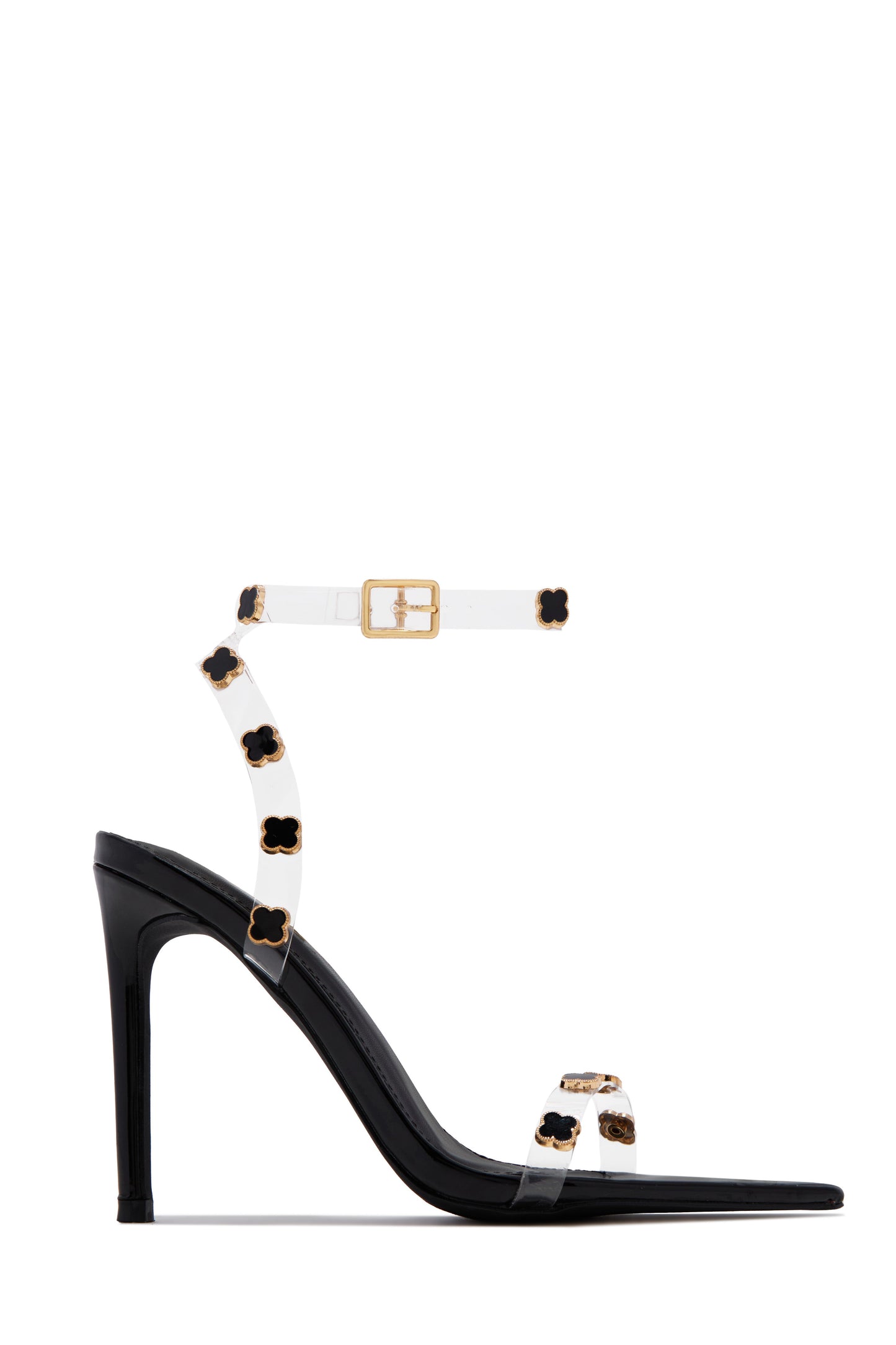 Aurela Clear Strap High Heels - Black