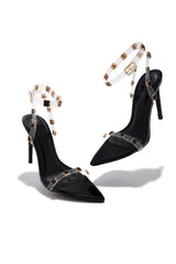 Aurela Clear Strap High Heels - Black