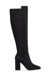 Colette Block Heel Boots - Black Suede