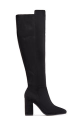 Colette Block Heel Boots - Black Suede