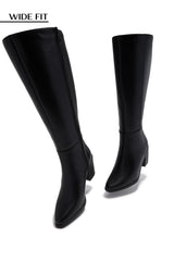 Draya Wide Fit Block Heel Boots - Black