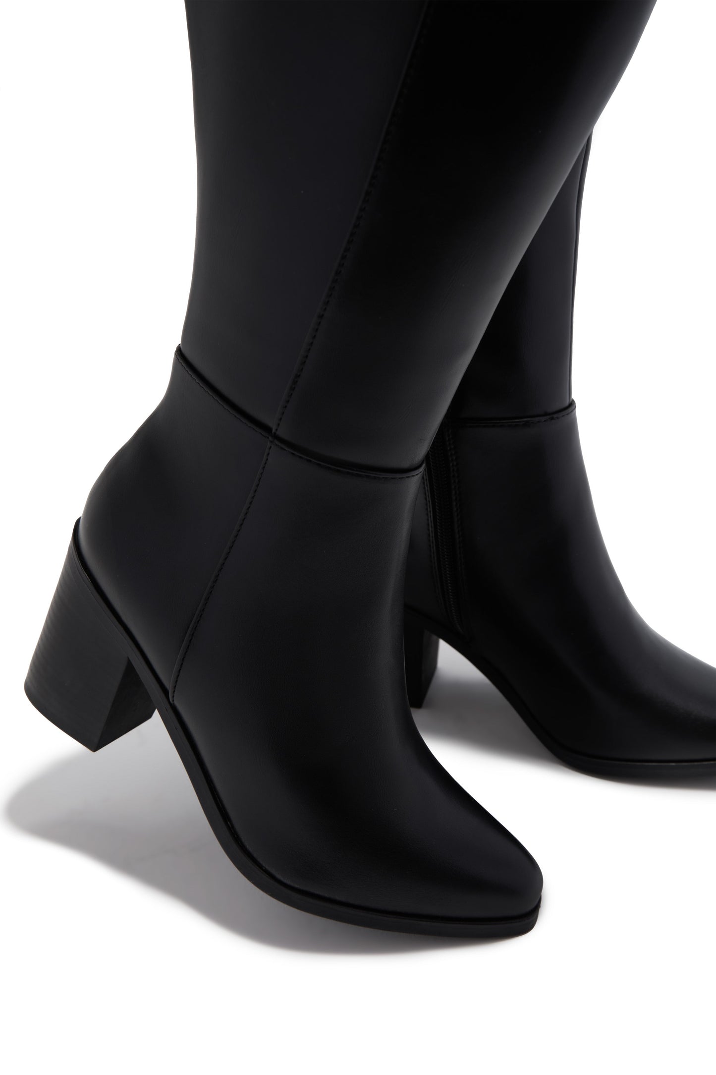 Draya Wide Fit Block Heel Boots - Black