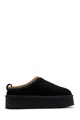 Cozy Weather Slip On Platform Flats - Black