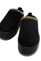 Cozy Weather Slip On Platform Flats - Black