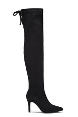 Gigi Over The Knee Heel Boots - Black Suede