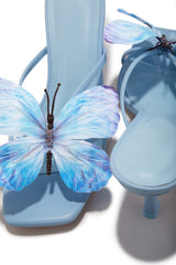 Social Butterfly Mid Heel Mules - Blue