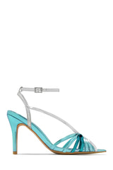 Kataya Ankle Strap Pointed Toe Heels - Blue