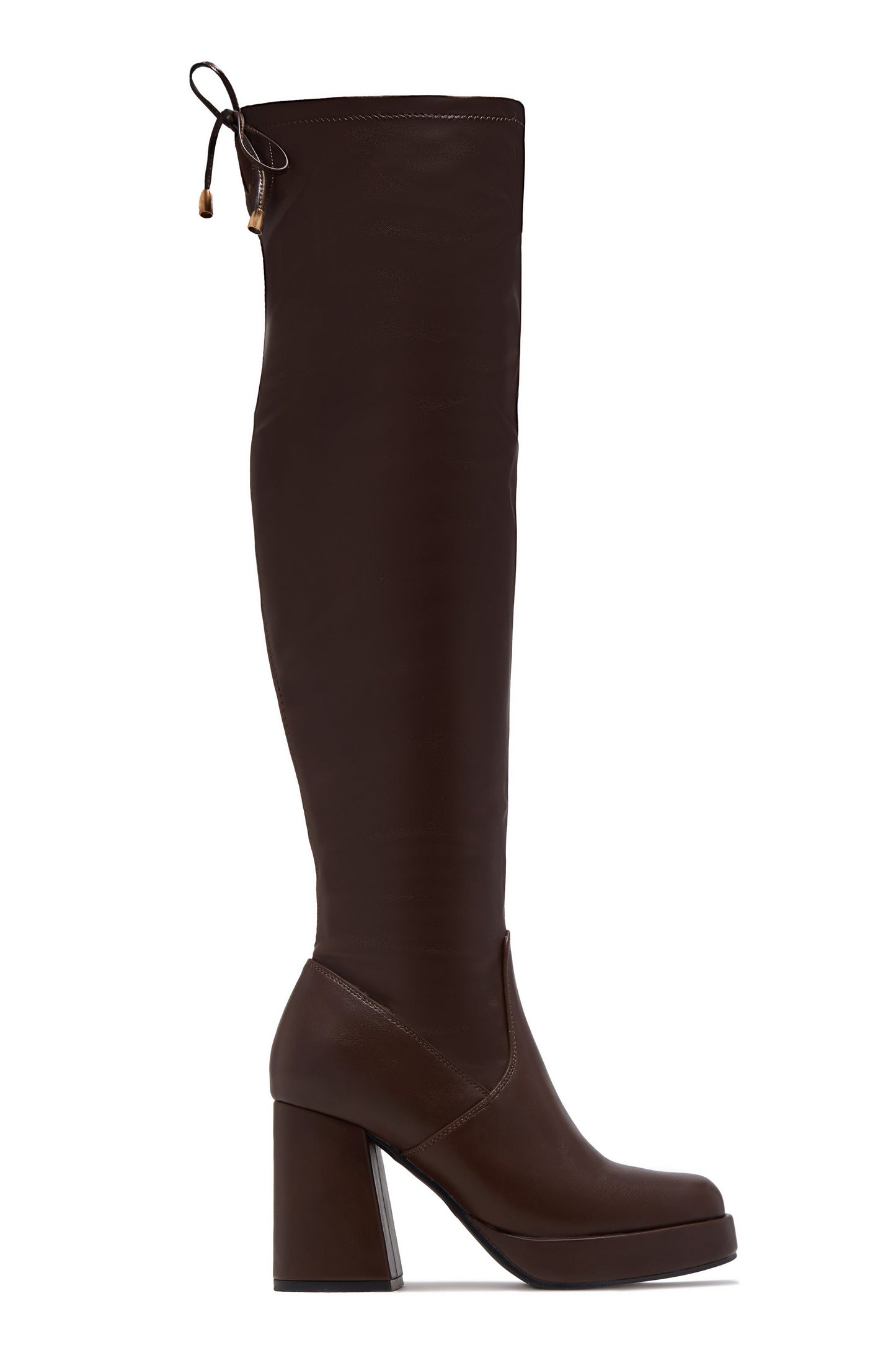Ayanna Over The Knee Block Heel Boots - Brown