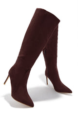 Daniella Below The Knee Heel Boots - Brown