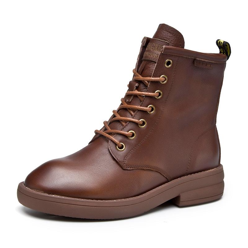 Casual Leather Handmade Zipper Boots