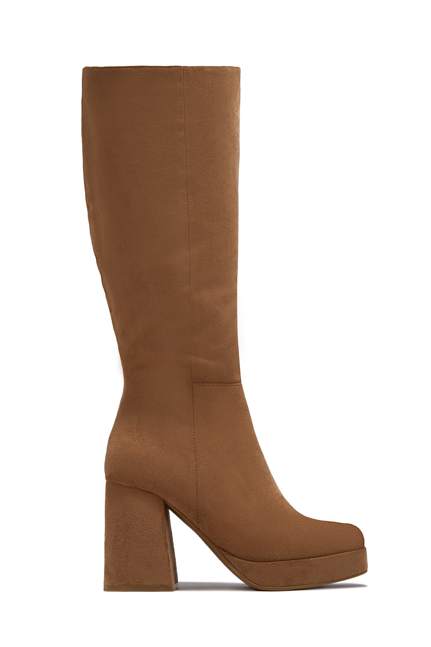 Hudson Platform Block Heel Boots - Camel Suede