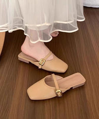 Black Comfortable Splicing Faux Leather Slide Sandals