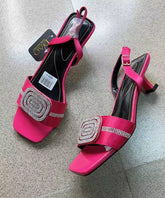 European And American Rose Zircon Open Toe High Heels Sandals