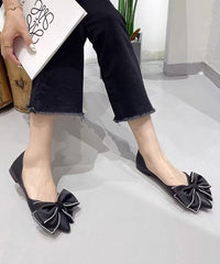 New Black Bow Splicing Comfy Flat Shoes