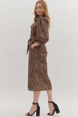 Cecily Botanical Puff Sleeve Midi Dress