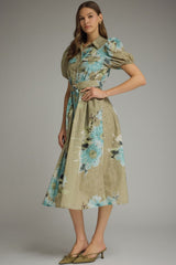 Emery Floral Eyelet Midi Shirt Dress