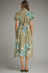 Emery Floral Eyelet Midi Shirt Dress