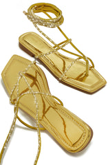 Luxury Oasis Embellished Lace Up Sandals - Gold