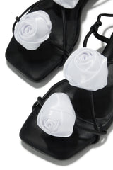 Forever Rose Floral Sandals - Black White