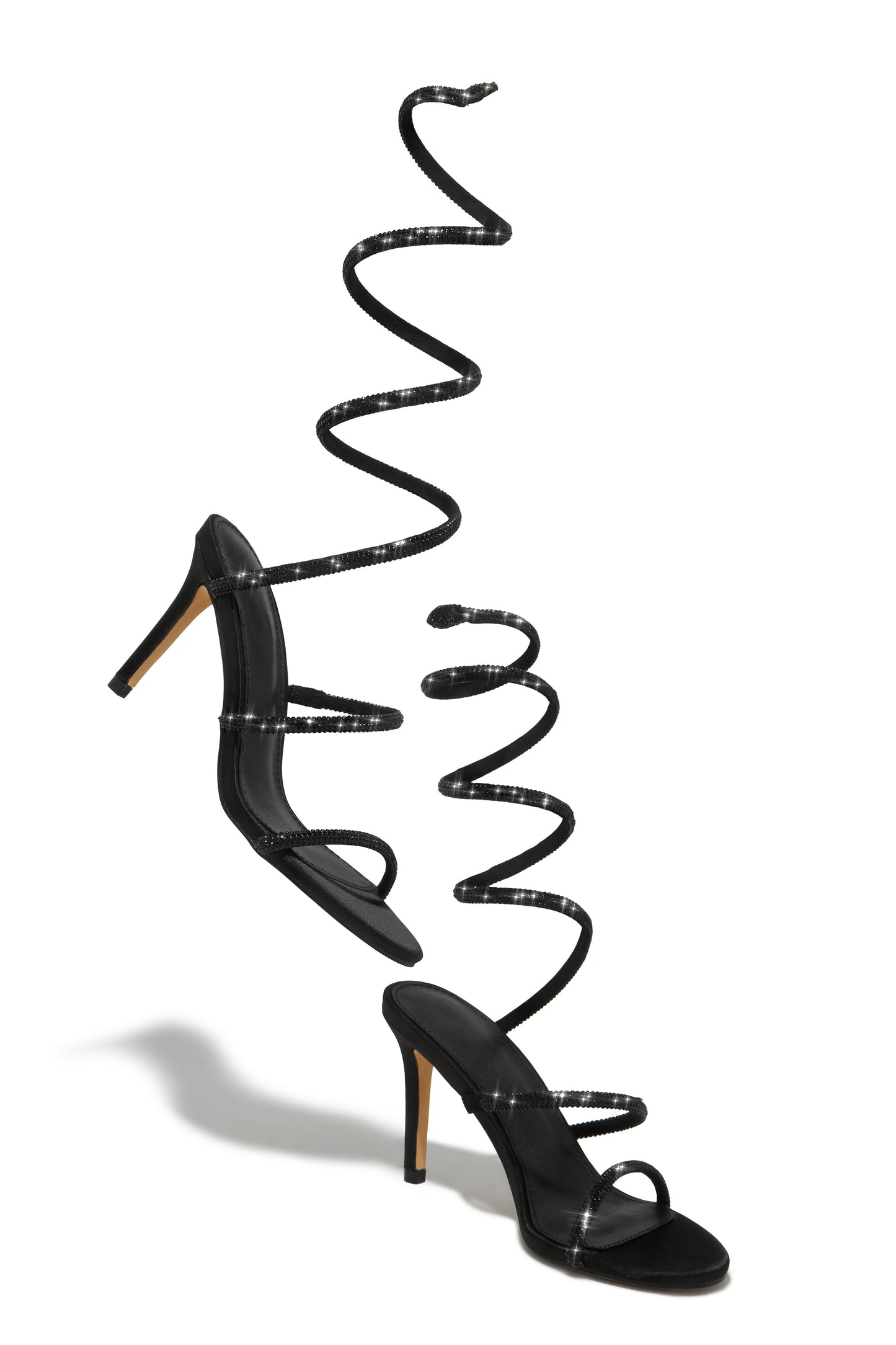 Sushmita Embellished Around The Ankle Coil Heels - Black
