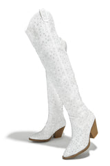 Nights In Nashville Embellished Cowgirl Boots - White
