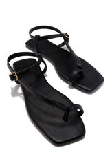 Monet Flat Strappy Sandals - Black