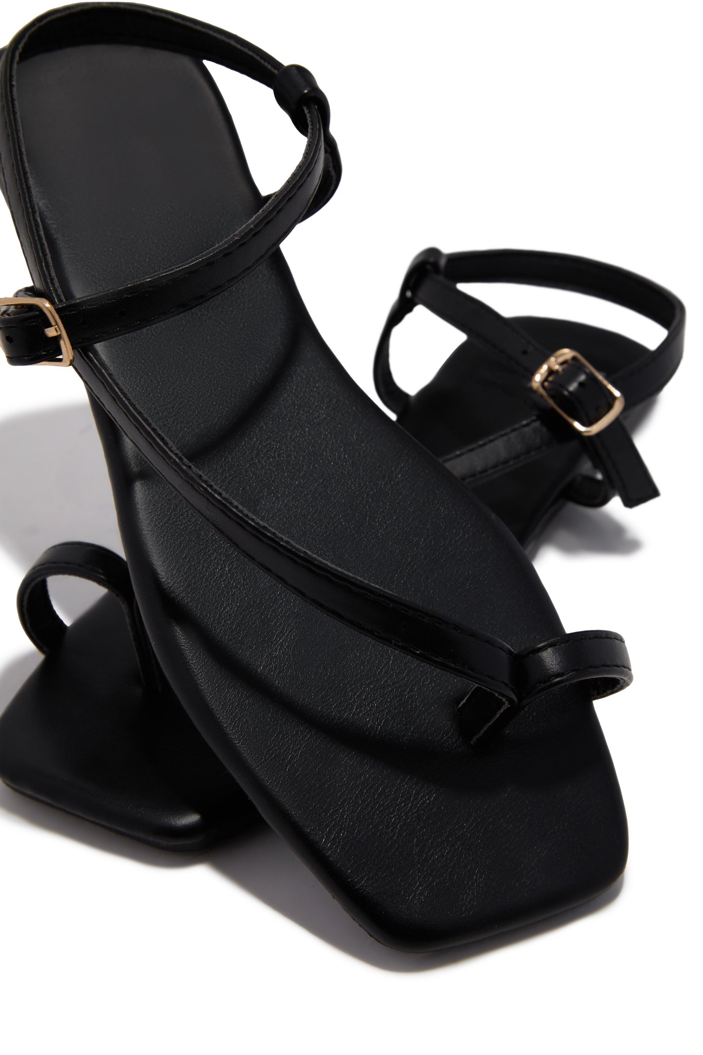 Monet Flat Strappy Sandals - Black